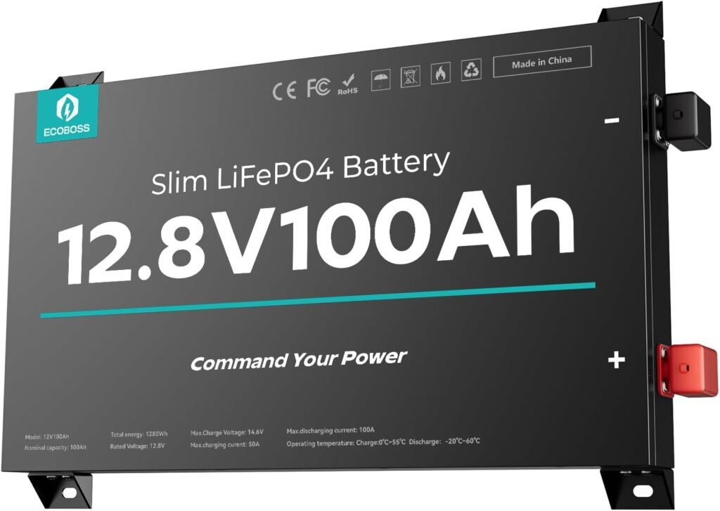 12V 100Ah Slim Lithium LiFePO4 Battery 2.76 1280Wh Ultra-Thin Deep Cycle Lithium Battery with 100A BMS, Low-Temp Protection Fit Vans, RV, Trucks, Solar Systems, Marine Off-Grid (4 Pack) 12V 100Ah Slim Lithium LiFePO4 Battery 2.76 1280Wh Ultra-Thin Deep Cycle Lithium Battery with 100A BMS, Low-Temp Protection Fit Vans, RV, Trucks, Solar Systems, Marine Off-Grid (4 Pack)