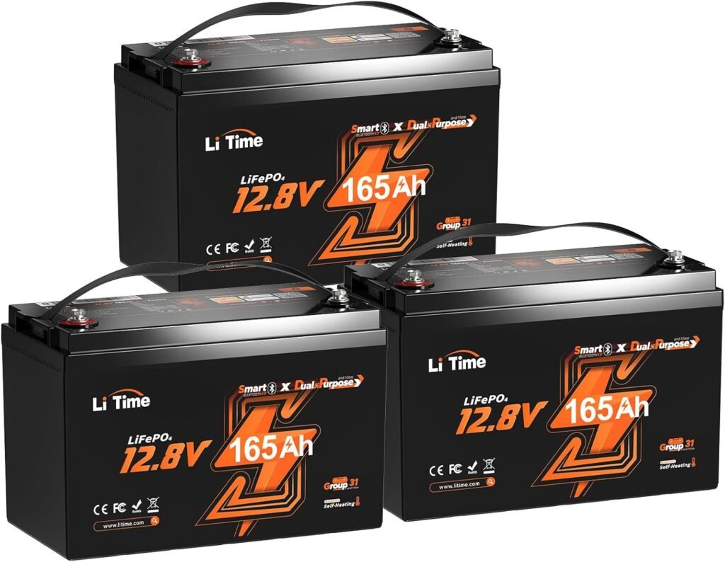 LiTime 12V 100Ah Xtra-Mini Bluetooth Trolling Motor LiFePO4 Battery, Volt MINI Small Lithium Batteries, Up to Deep Cycle, 100A BMS for RV, Camper, Travel Trailers, Boat, Yacht, Kayak (8-Pack)