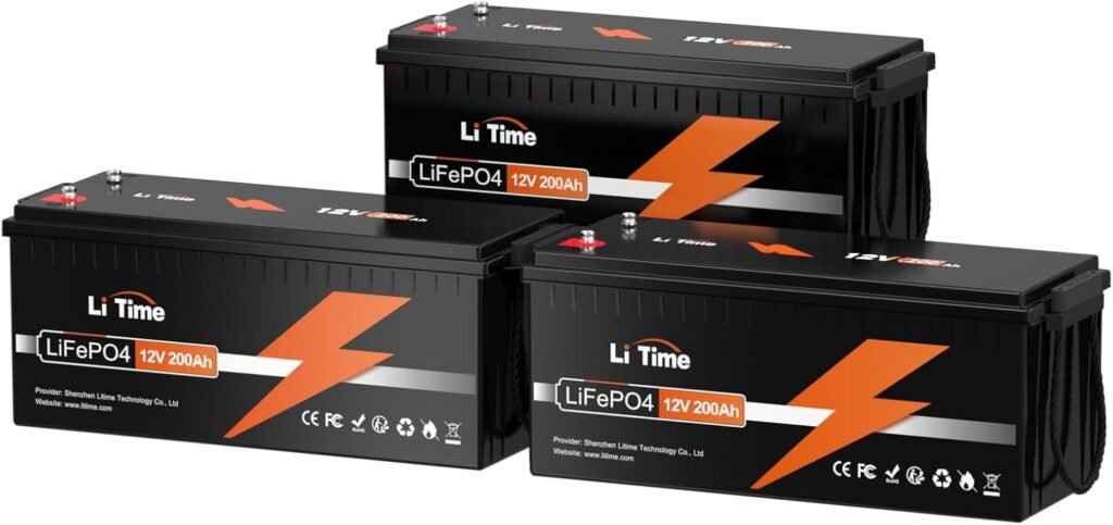 Litime 12V 200Ah Lithium Battery, LiFePO4 Battery with 100A BMS, Max. Deep Cycles, Backup Power for Rv, Travel Trailer, Marine (3 Packs) Litime 12V 200Ah Lithium Battery, LiFePO4 Battery with 100A BMS, Max. Deep Cycles, Backup Power for Rv, Travel Trailer, Marine (3 Packs)