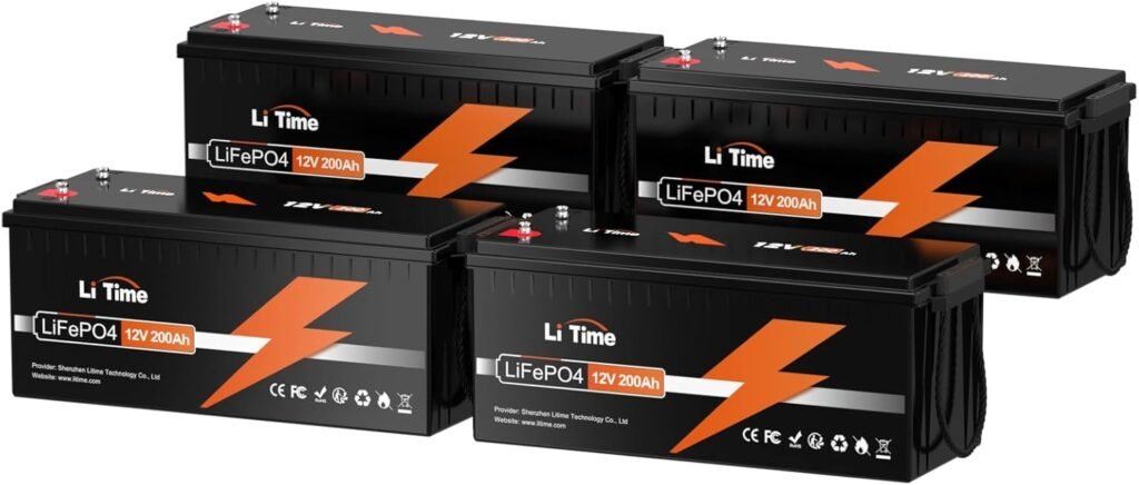 Litime 12V 200Ah Lithium Battery, LiFePO4 Battery with 100A BMS, Max. Deep Cycles, Backup Power for Rv, Travel Trailer, Marine (4 Packs) Litime 12V 200Ah Lithium Battery, LiFePO4 Battery with 100A BMS, Max. Deep Cycles, Backup Power for Rv, Travel Trailer, Marine (4 Packs)