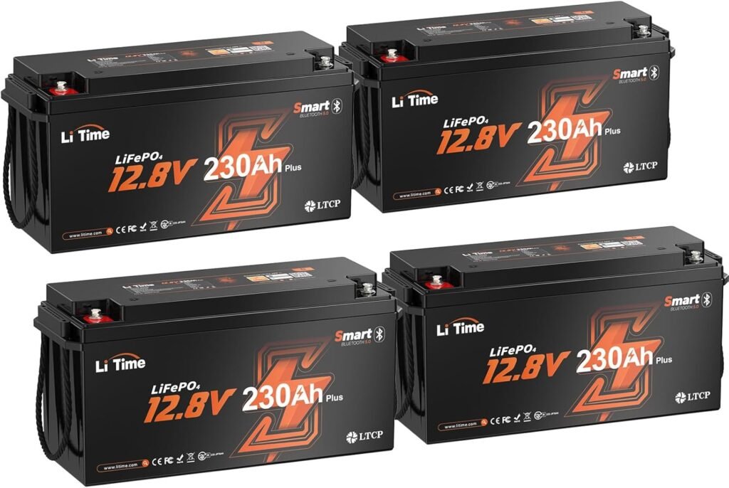Litime 12V 300Ah LiFePO4 Battery, Volt RV Lithium Battery with 200A BMS, Max. Deep Cycles, 3840Wh Energy for Travel Trailers, Solar, Off-Grid, Home Backup (4 Packs)