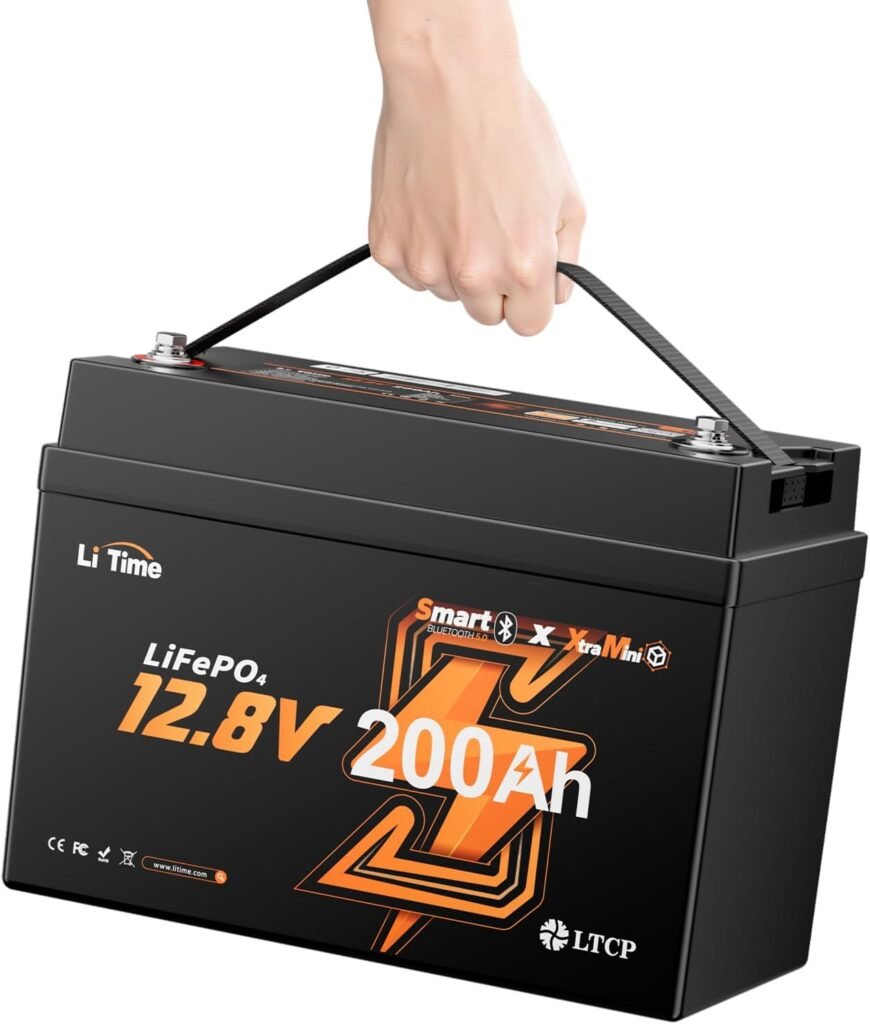 LiTime 4Packs 12V 100Ah Lithium LiFePO4 RV Battery Bluetooth, Group Self-Heating Deep Cycles Battery, Low-Temp Protection with Heating Mode for Camper, Trailer, Van, Trolling Motor