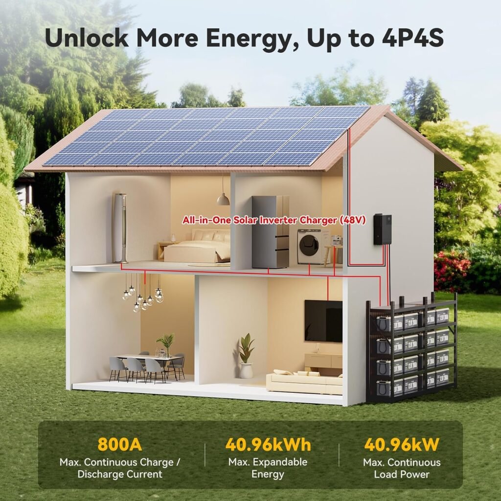 Power Queen 12V 200Ah PLUS LiFePO4 Deep Cycle Lithium Battery, to Cycles, Built-in 200A BMS, 2560W Load Power, Backup Battery in Case of Power Outage, Perfect for RV, Off-Grid System, Solar