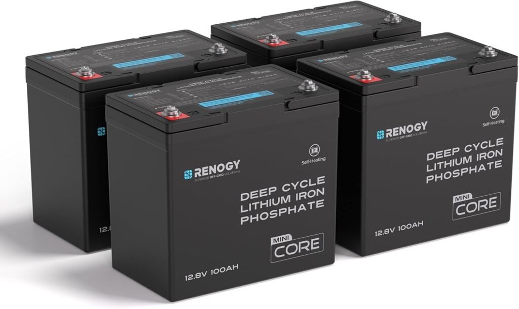 Renogy 300Ah LiFePO4 Lithium Battery, 12V Mini Size Deep Cycle Battery 3PCS | 200A BMS, Deep Cycle w/Remote Monitoring Compatibility, Backup Power for RV, Cabin, Marine, Home, Solar Off-Grid System Black