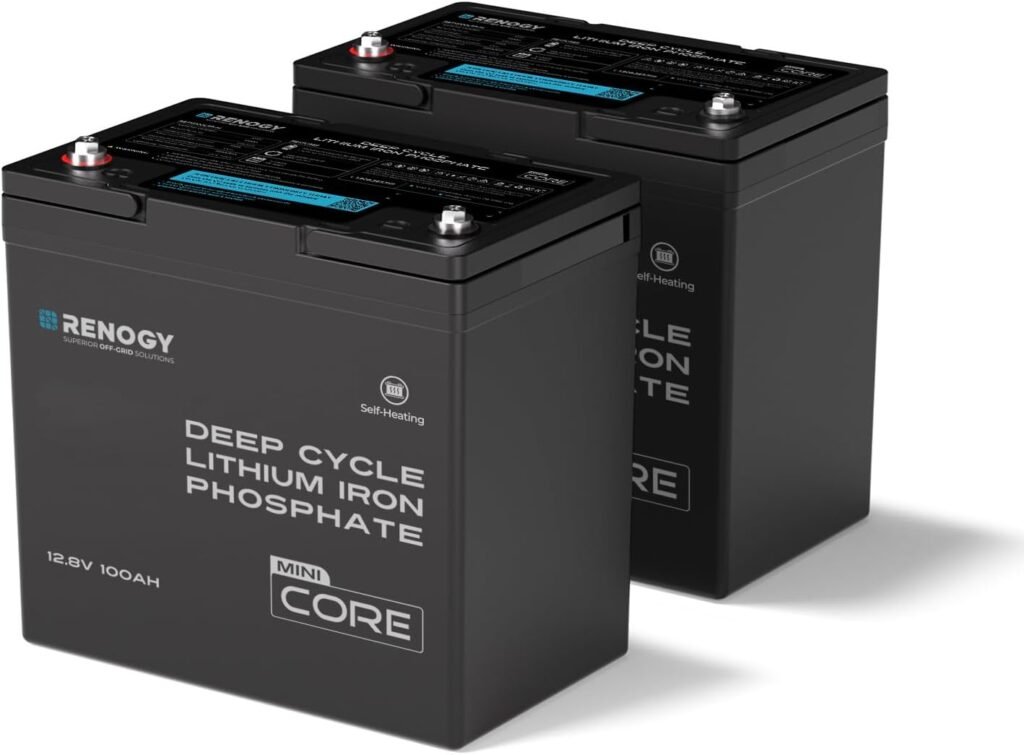 Renogy 300Ah LiFePO4 Lithium Battery, 12V Mini Size Deep Cycle Battery 3PCS | 200A BMS, Deep Cycle w/Remote Monitoring Compatibility, Backup Power for RV, Cabin, Marine, Home, Solar Off-Grid System Black