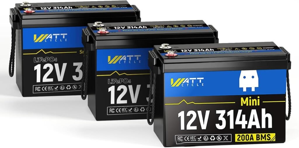 Wattcycle 12V 314Ah Mini LiFePO4 Battery Pack 200A BMS 12.03kWh | 12.03kWh Capacity with 6000+ Deep Cycles, Ideal for RV, Marine, Camping, Solar and Off-Grid Energy Storage
